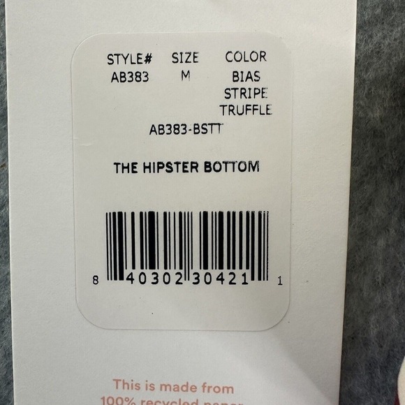 Andie Swimwear The Hipster Bikini Bottom Bias Stripe Truffle Sz Medium Sculpting - Picture 5 of 11